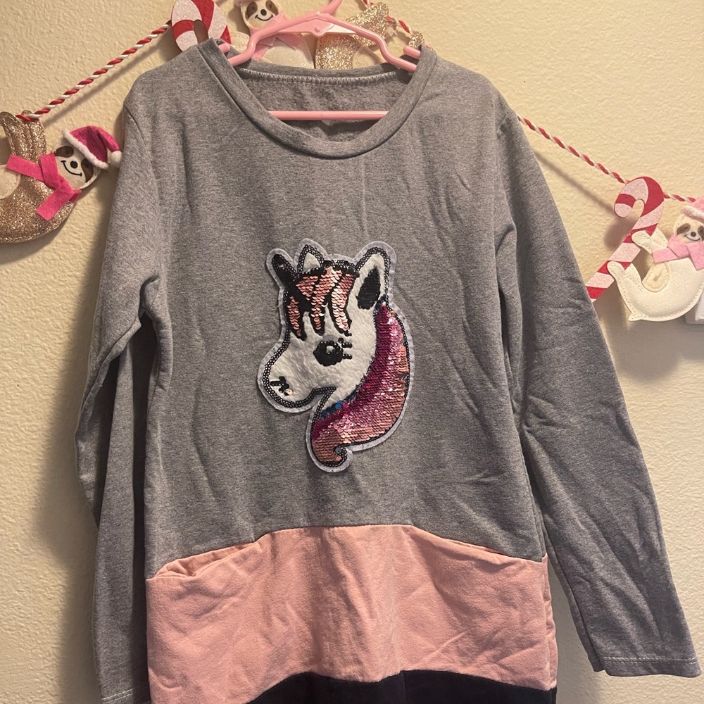 Girl’s sweater dress with pockets 10-12 yo